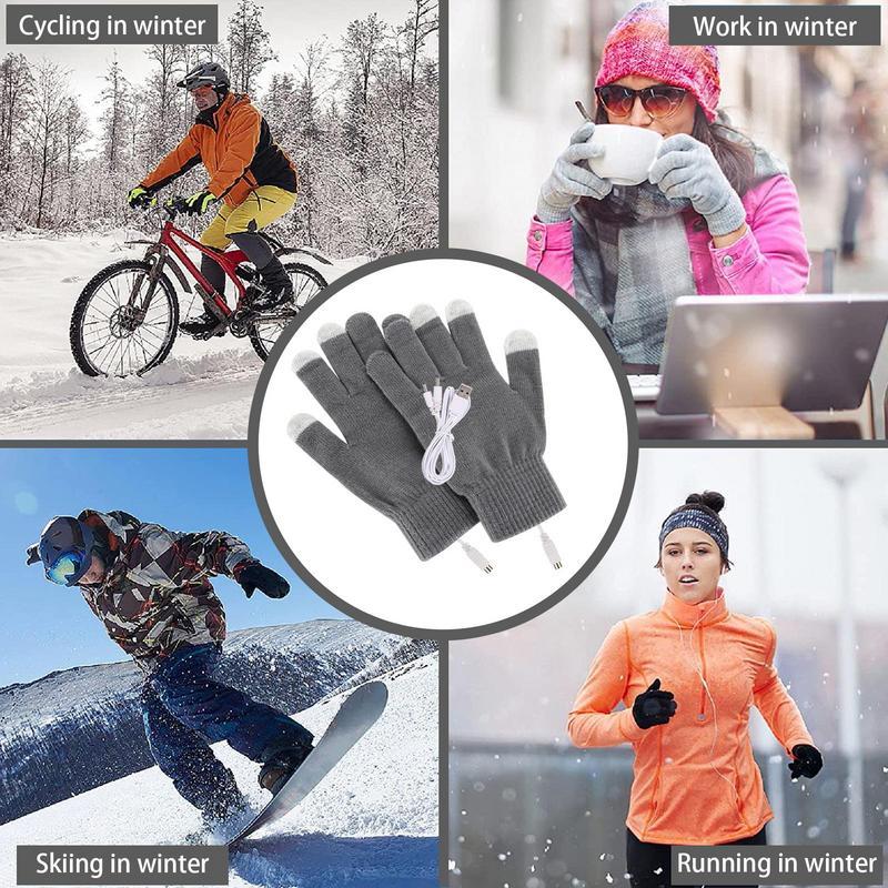 Găng tay USB Găng tay mùa đông Mittens Women Màn hình cảm ứng 5V Găng tay đan ấm Găng tay tay Găng tay nhiệt với màn hình cảm ứng Color: Blue