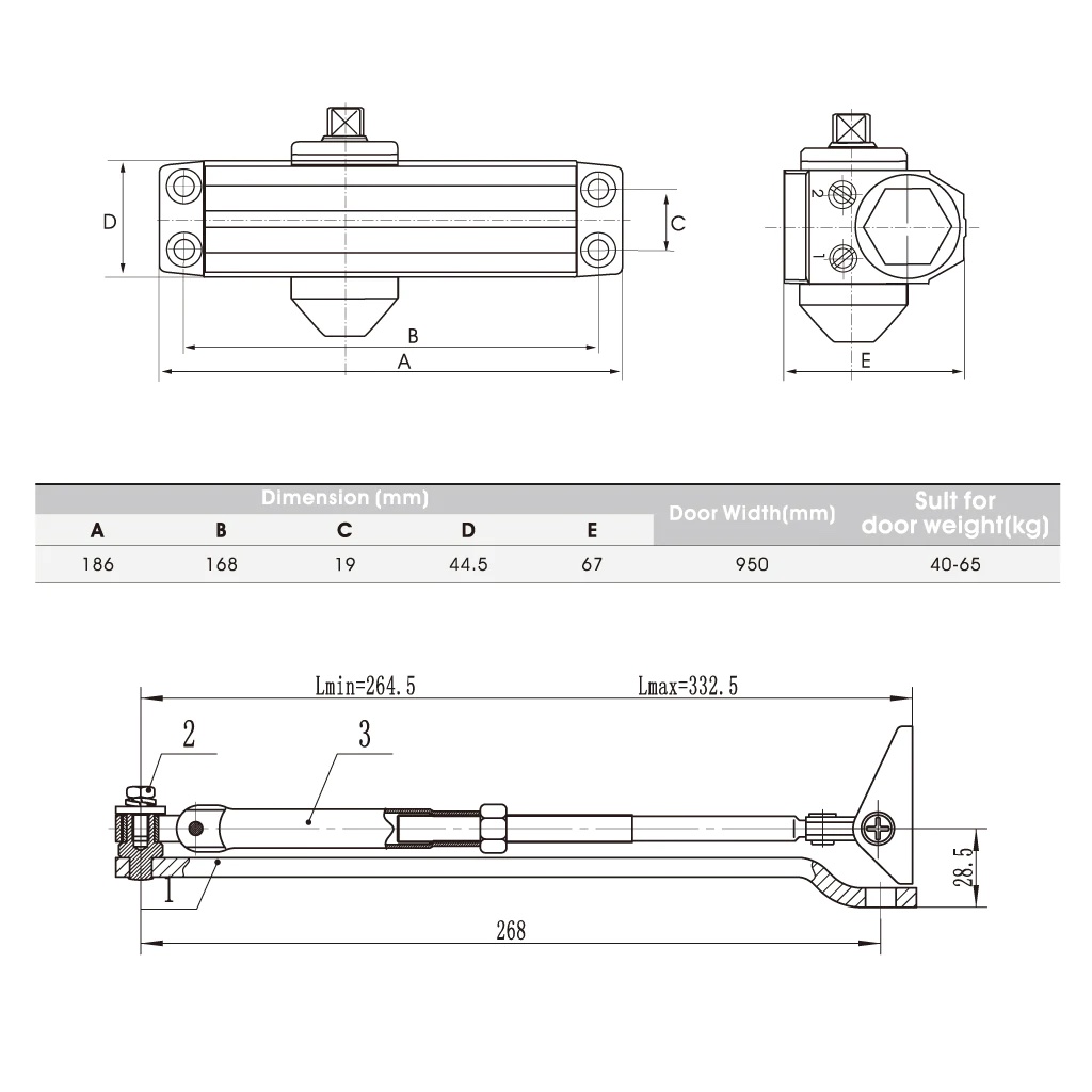 Thiết bị đóng cửa tự động Hafele DIY EN3 60KG - 489.30.011