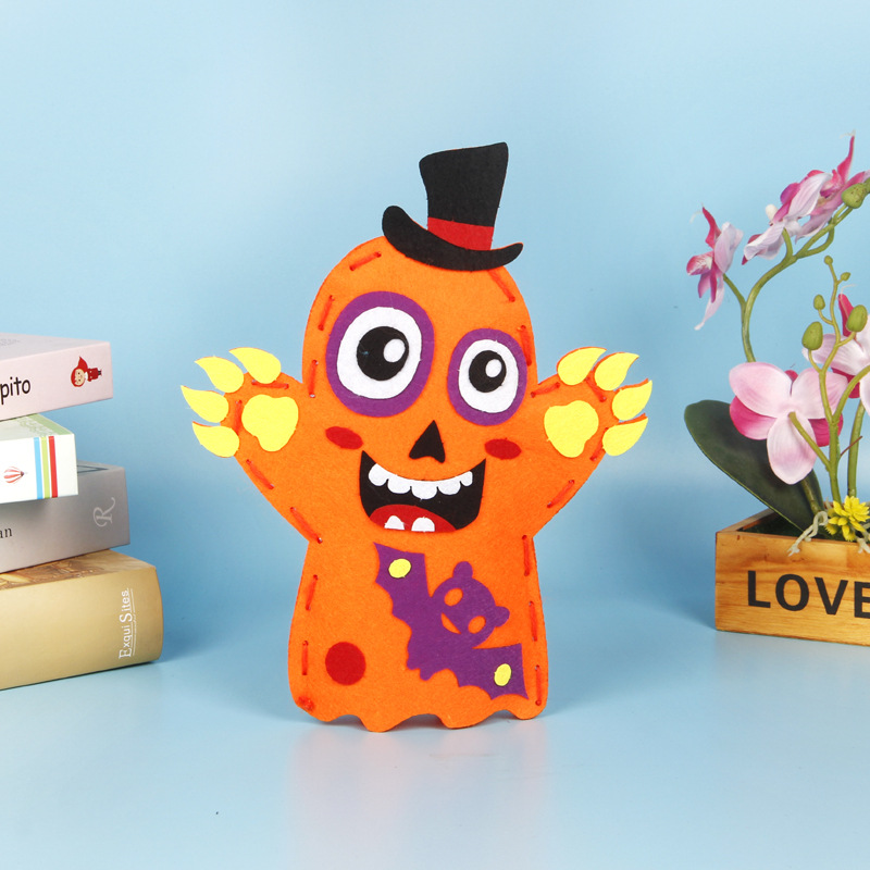 Con rối tay Halloween, đồ chơi thủ công giáo dục diy handmade chất liệu vải không dệt mẫu ngẫu nhiên