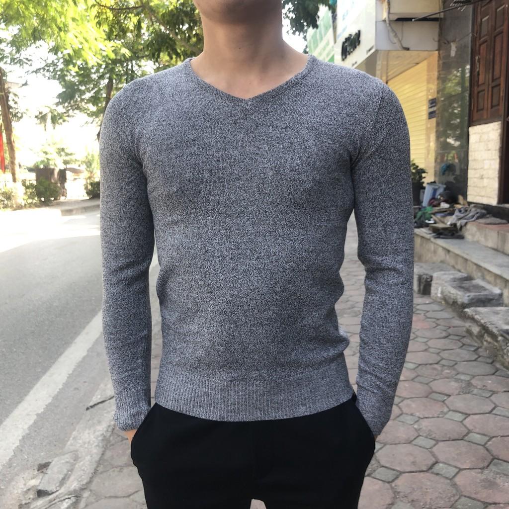 Áo len nam cổ tim sợi pha cotton - xuongaolen.com