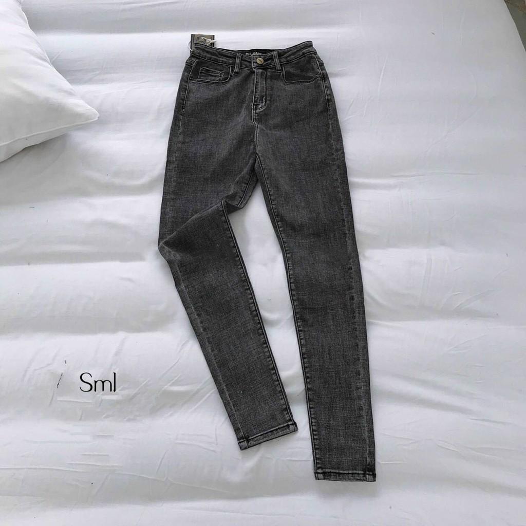 QUẦN JEANS SKINNY XÁM CO GIÃN - CẠP CAO ÔM BODY HOT GIRL - QUẦN BÒ DÀI TRƠN BASIC 8