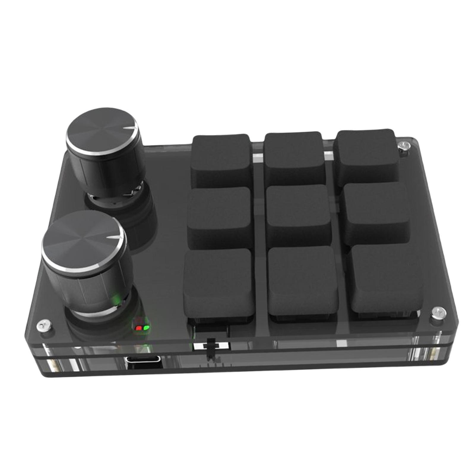 USB Mini 9-Key Gaming Keyboard Programmable 2 Knobs Keypad for Game Working Office PC