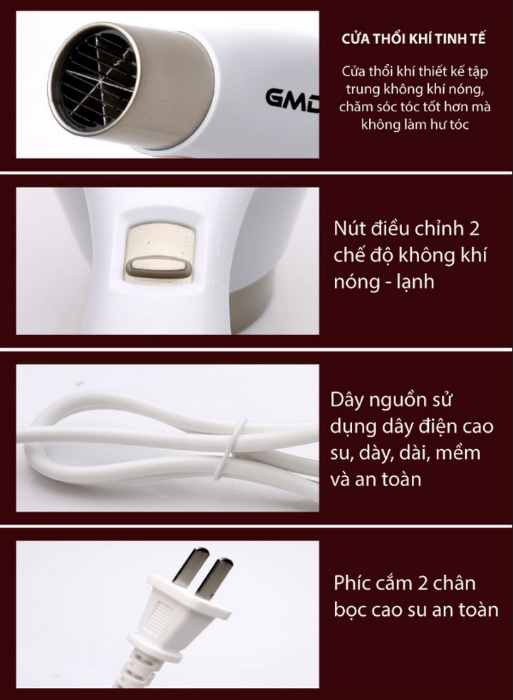 Máy Sấy Tóc Treo Tường Tích Hợp Ổ Điện GMDQ Chuyên Dụng Dùng Trong Nhà Tắm - Home and Garden