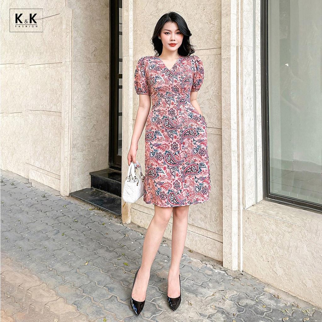 Đầm Công Sở Họa Tiết Dáng Chữ A K&amp;K Fashion KK117-22 Chất Liệu Lụa