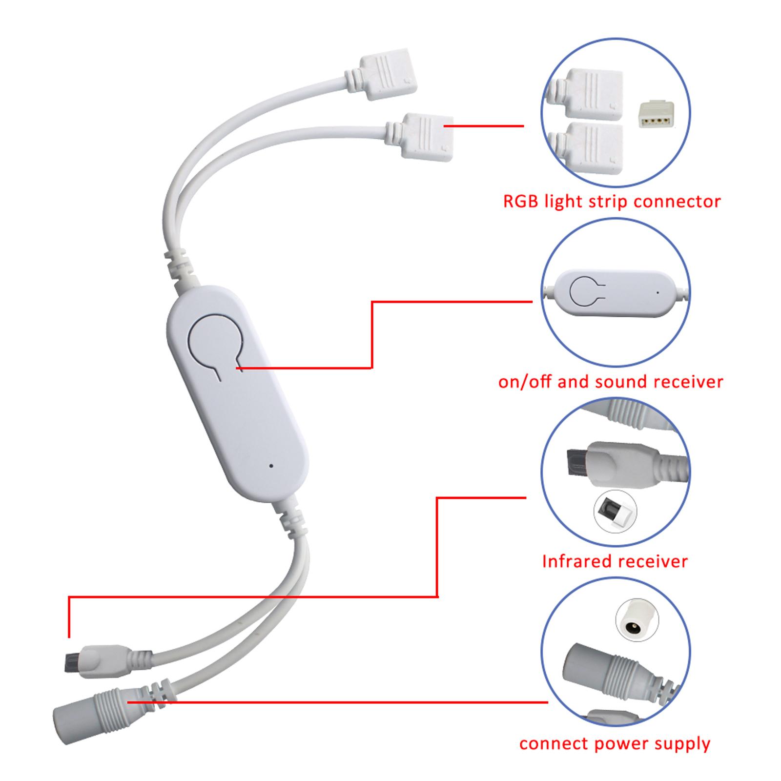 DC5V~12V IR+WiFi RGB Controller LED Strip Light Controller Wireless Smart Strip Light Controller Voice Control Compatible with Google Home and for Amazon Alexa Cloud Intelligence APP Control