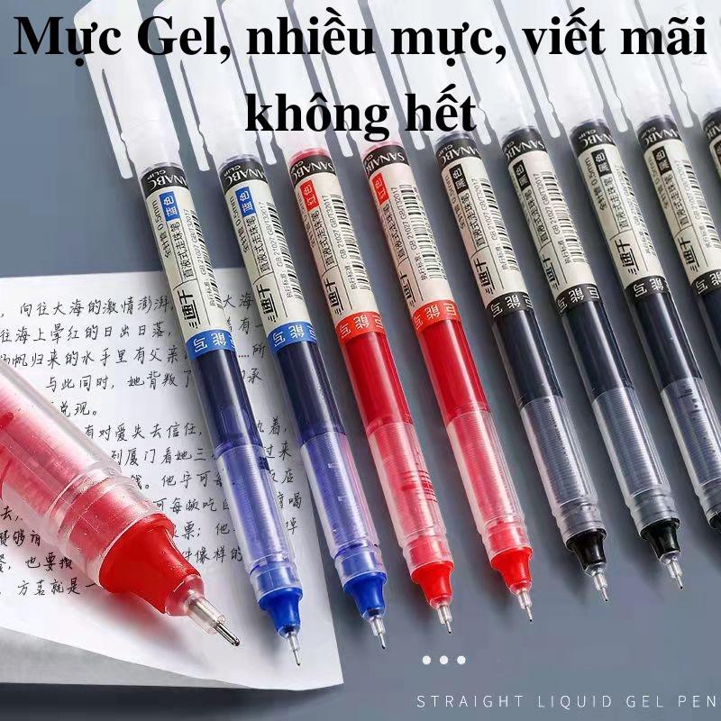 10 chiếc Bút bi mực Gel nét đẹp màu xanh đỏ đen bút gel nét 0.5mm nhiều mực nhanh khô