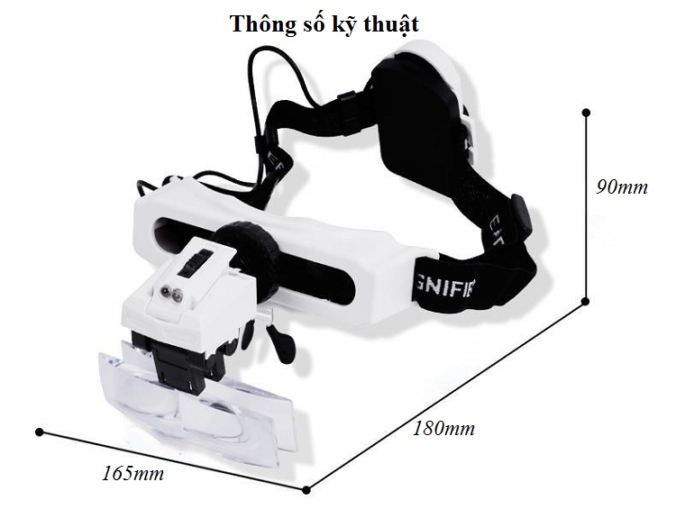 Kính lúp 1x-20x đeo trán có đèn trợ sáng cao cấp tích hợp 8 cặp thấu kính phóng đại M6E1 ( Tặng kèm 03 móc dán tường 3D ngẫu nhiên )