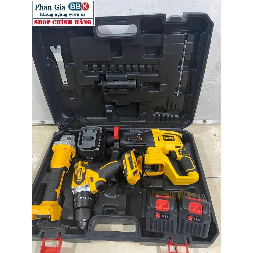 [chính hãƞg] Bộ Combo 3 Trong 1 Gồm Máy Khoan Đục Bê Tông, Máy Mài Và Máy Siết Bulong Dùng Pin 199V, 2 Pin 15 Cell