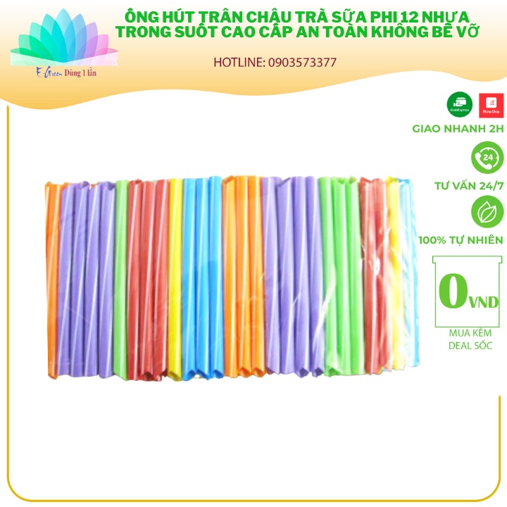500gr Ống hút trân châu, ống hút trà sữa phi 12 nhựa trong suốt cao cấp, an toàn, không bễ vỡ - E Green Dùng 1 Lần