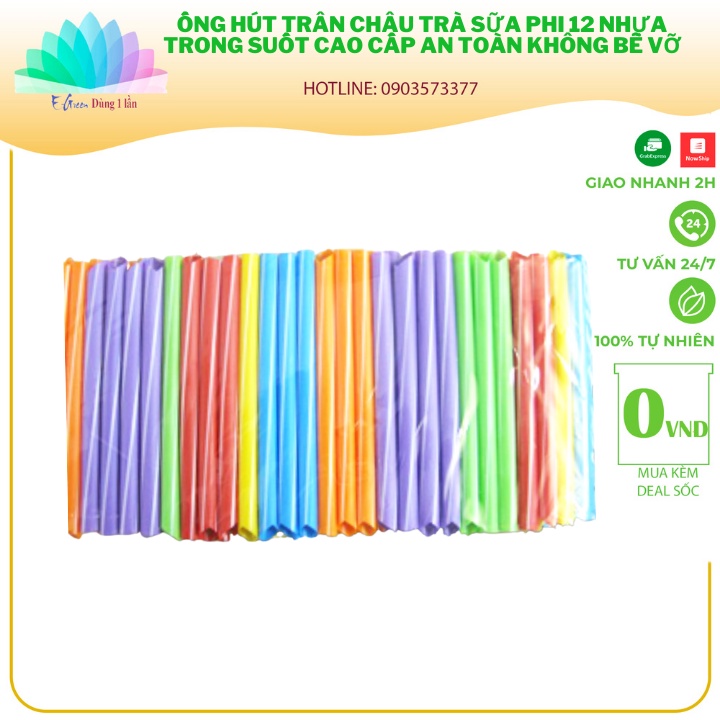 500gr Ống hút trân châu, ống hút trà sữa phi 12 nhựa trong suốt cao cấp, an toàn, không bễ vỡ - E Green Dùng 1 Lần