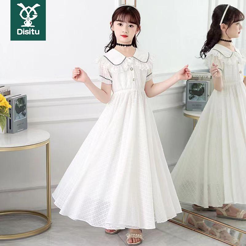 SHUANGYAN Dees thỏ cô gái ăn 2023 mùa hè trung bé lớn váy công chúa phong cách phương Tây cô gái học sinh trung học chiffon đầm