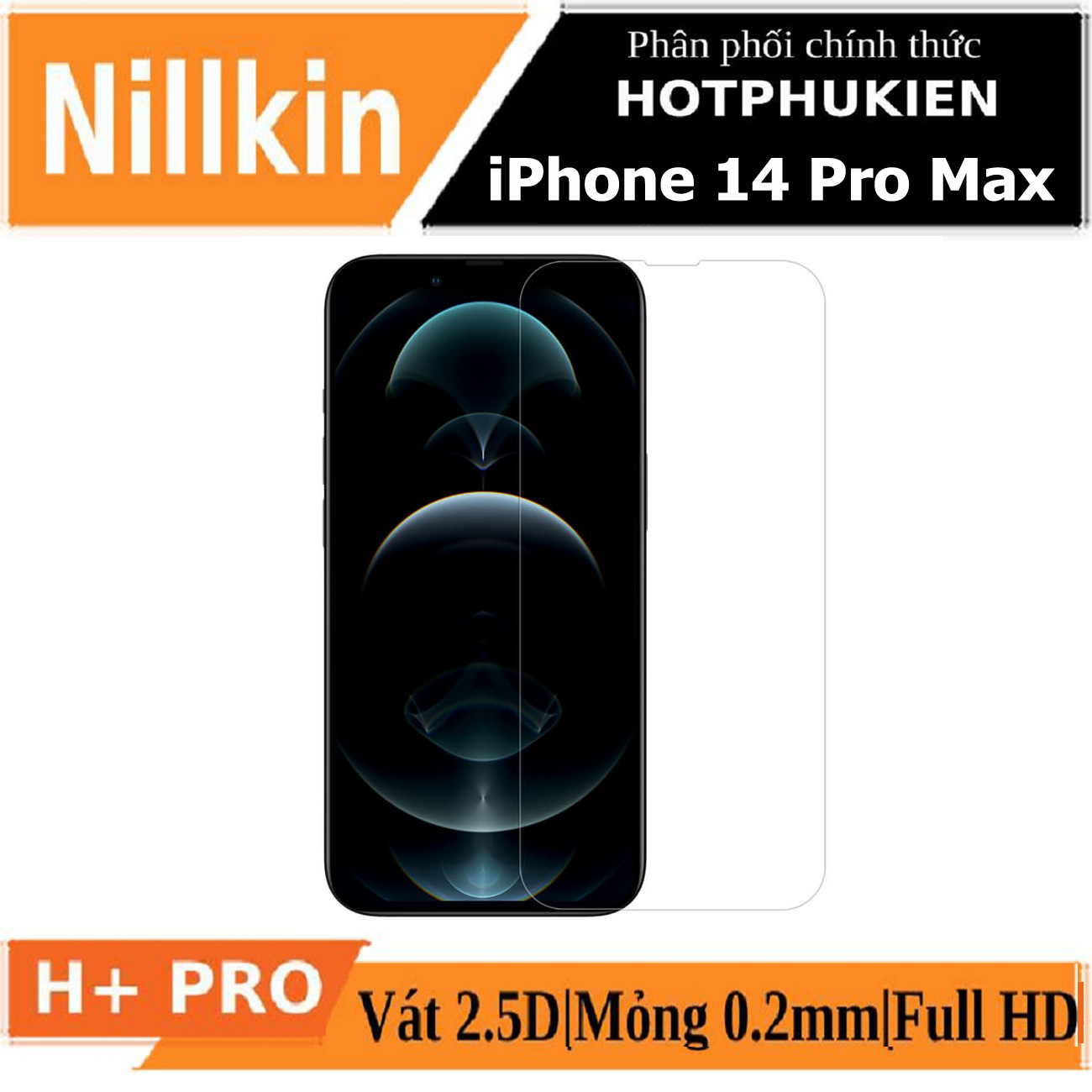 Miếng dán kính cường lực cho iPhone 14 Pro Max Nillkin Amazing H+ Pro - hàng nhập khẩu