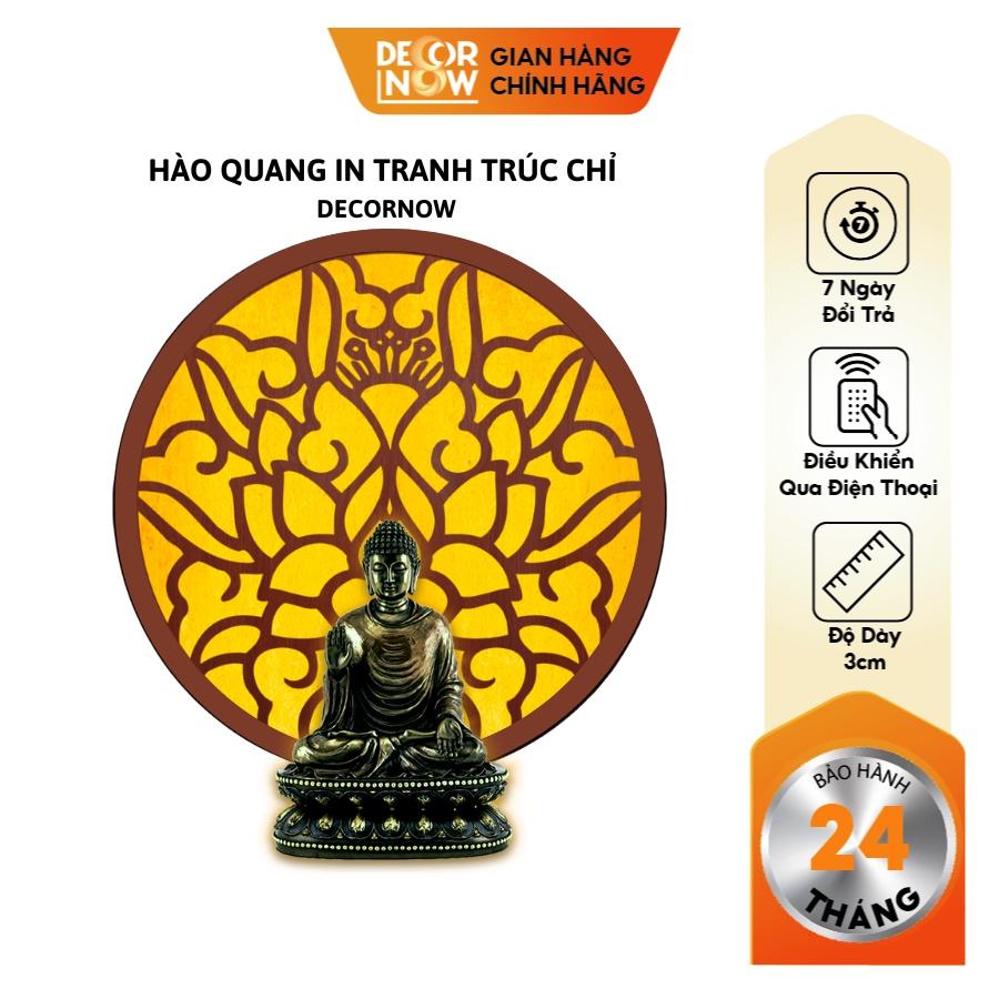 Đèn Hào Quang Phật In Tranh Trúc Chỉ CNC DECORNOW 30,40 cm, Trang Trí Ban Thờ, Hào Quang Trúc Chỉ VÂN GỖ DCN-TCC19