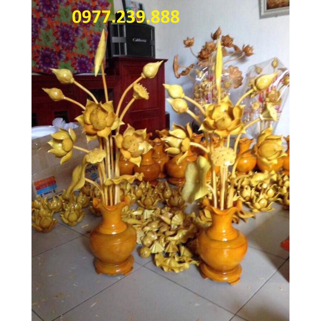 Hoa sen gỗ mít bình trơn