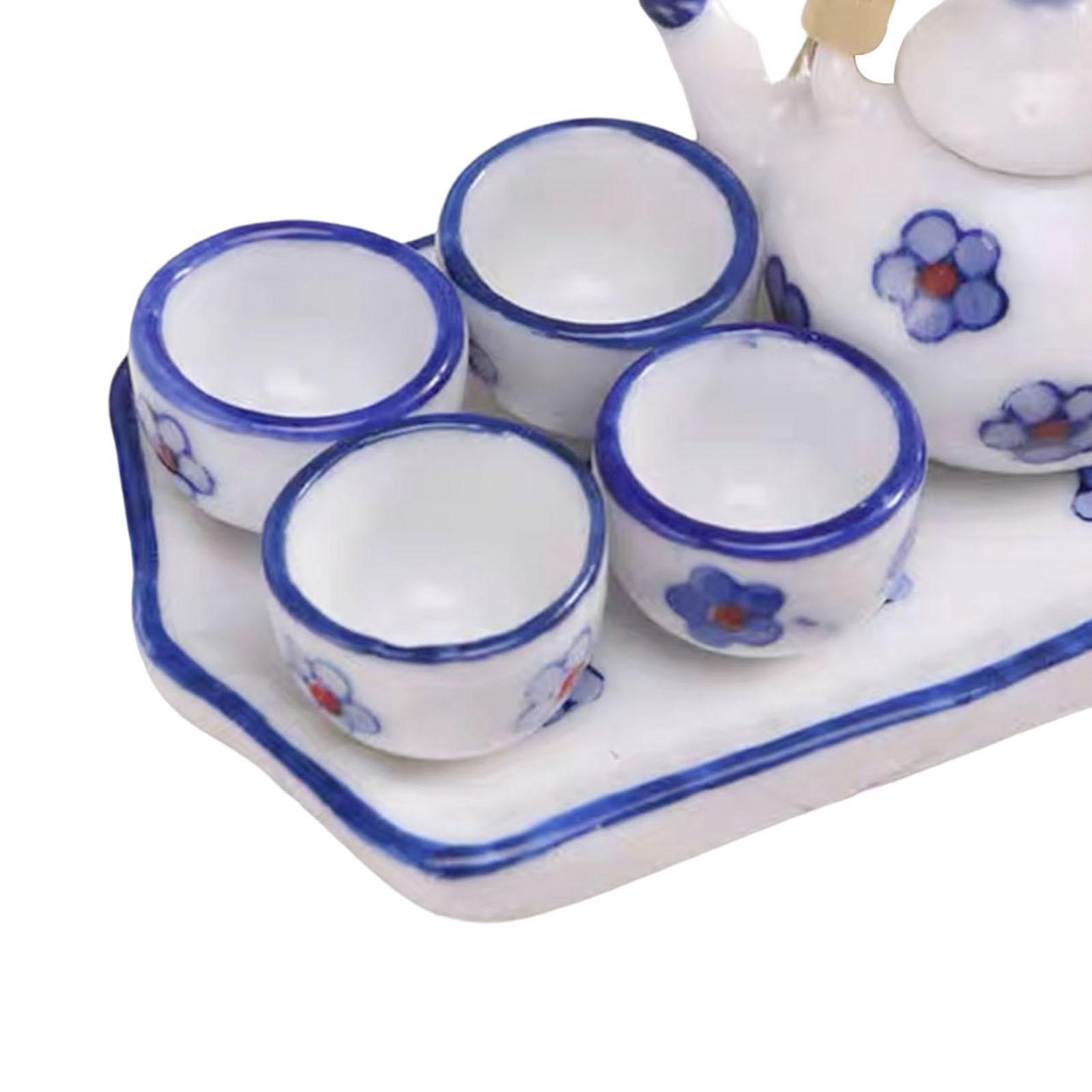 1/12 Dollhouse Miniature Tea Set Accessories for Kitchen Decor White