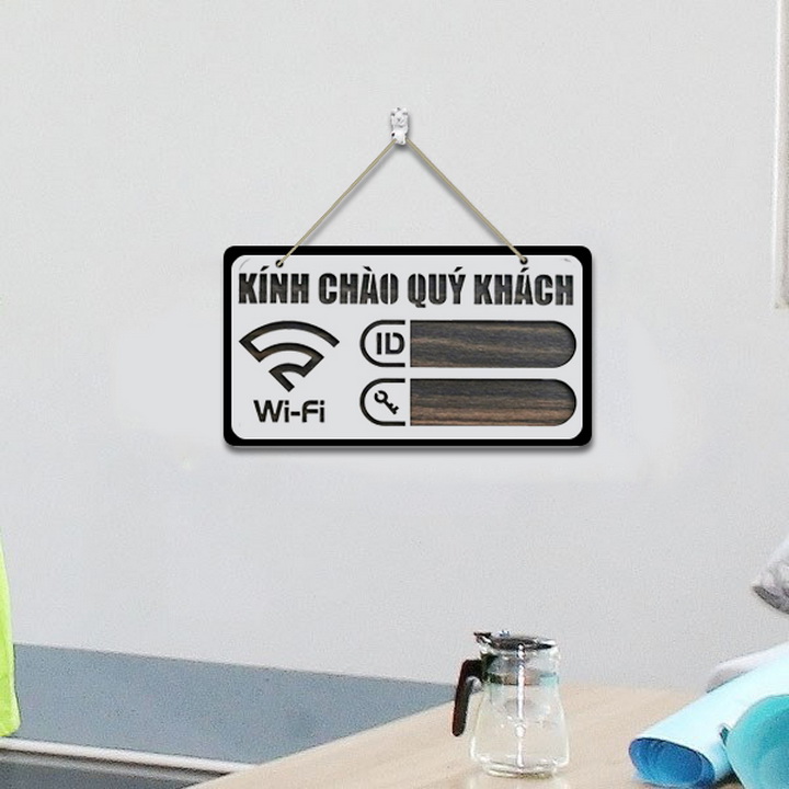 Bảng Gỗ Ghi Chú Wifi 20x11cm - Bảng Password Wifi Treo Tường Bằng Gỗ