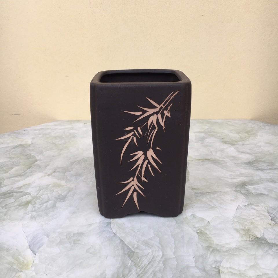 Chậu bonsai Vuông đứng mini đất nung màu đỏ gốm Bát tràng 1 size BM-135
