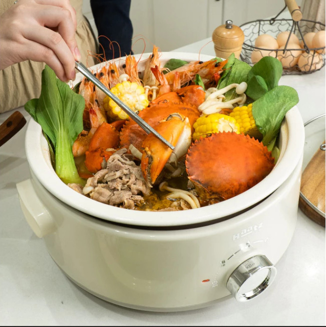 (NEW MODEL) Nồi Lẩu Điện Đa Năng 5L Haatz HEH508 Nấu Lẩu Xào Rán, Lòng Gốm Chống Dính Tháo Rời - Hàng Chính Hãng