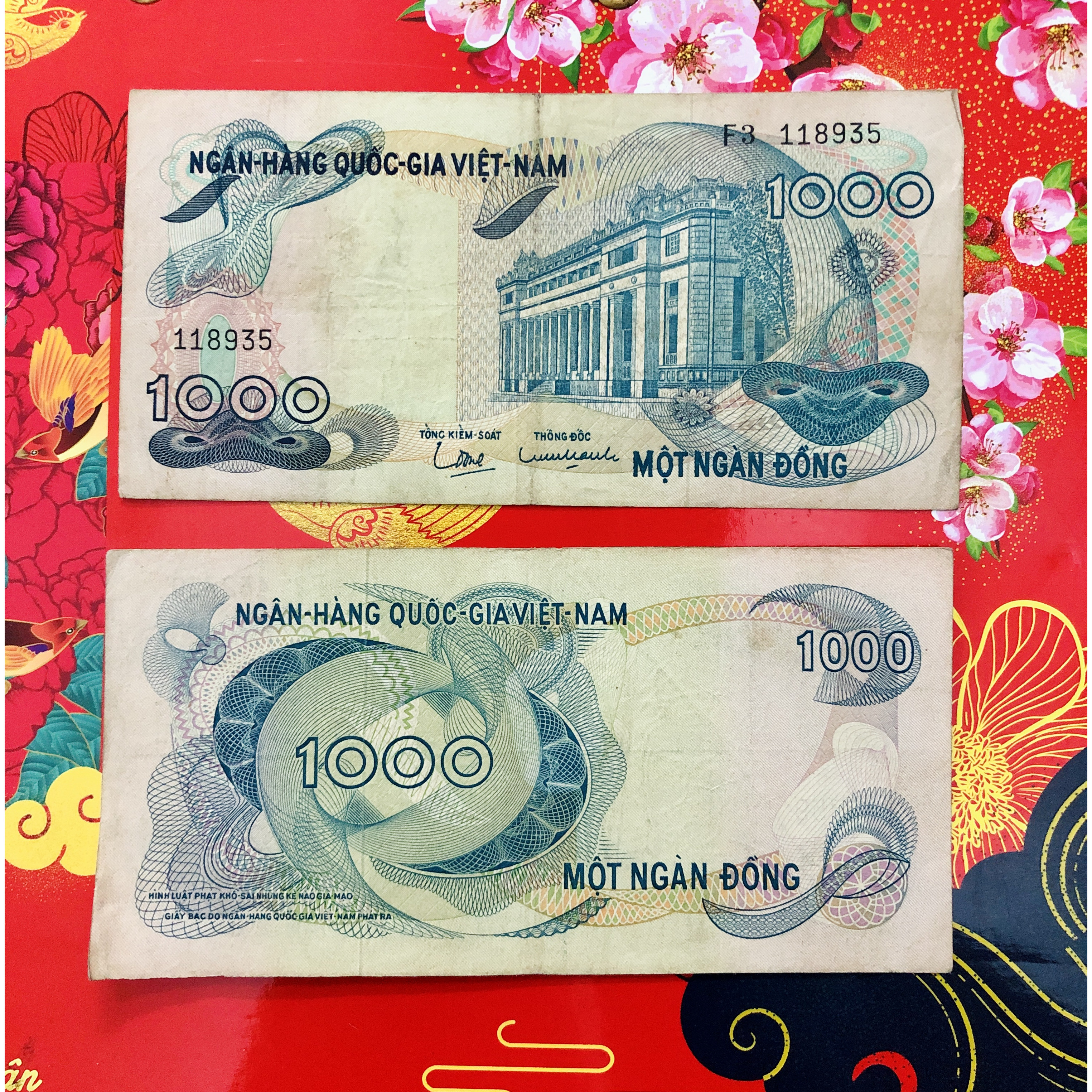 Tờ 1000 Đồng xưa hoa văn của Việt Nam xưa ĐẸP - kèm bao lì xì - The Merrick Mint