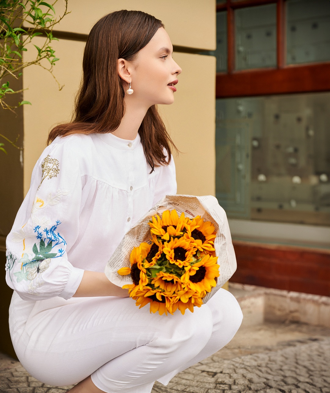 Áo Linen Thêu Tay Mơ TOP206 Thời trang thiết kế Hity