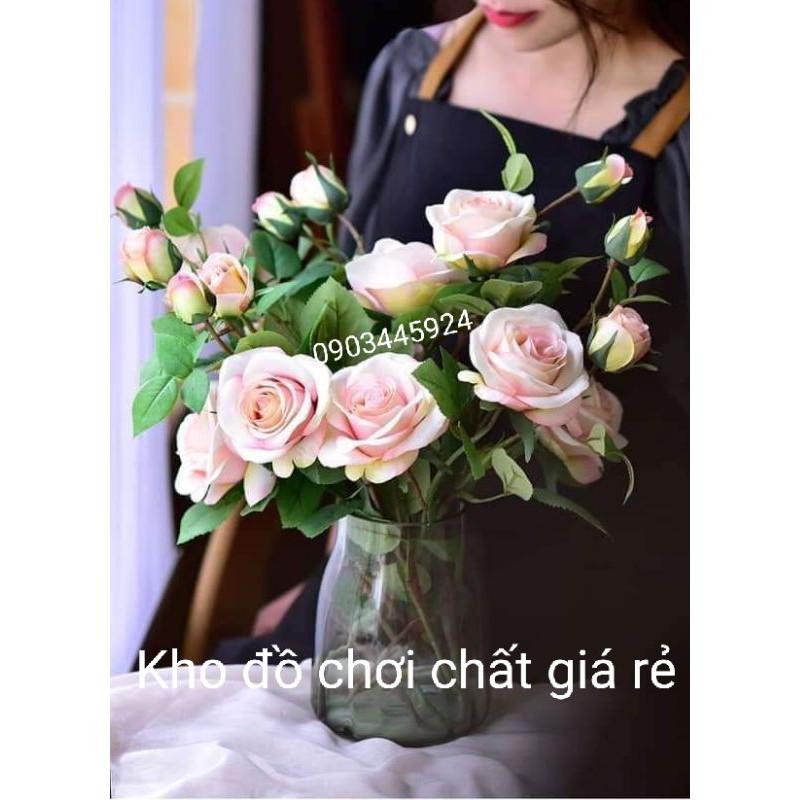 Cành Hồng Pháp cao cấp cao 70cm-Hoa Giả