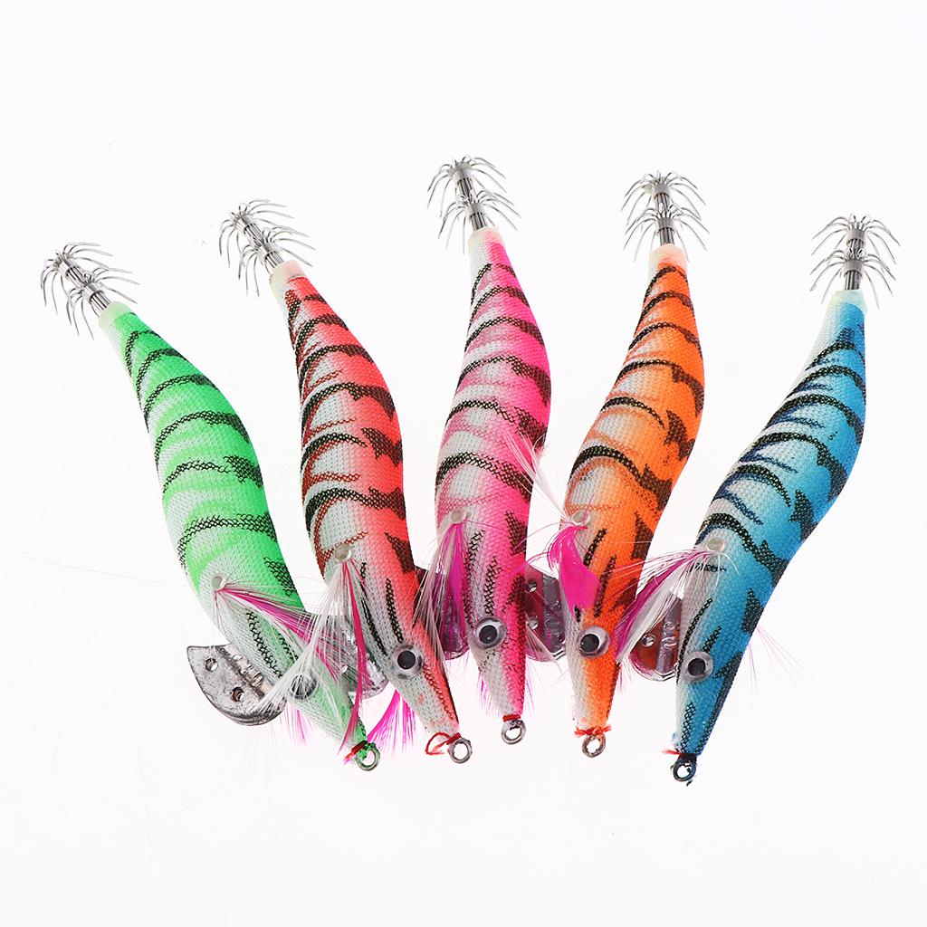 5x Artificial Shrimp Fishing Lures Sea Lures Bait Fishing Jigs Luminous Tail