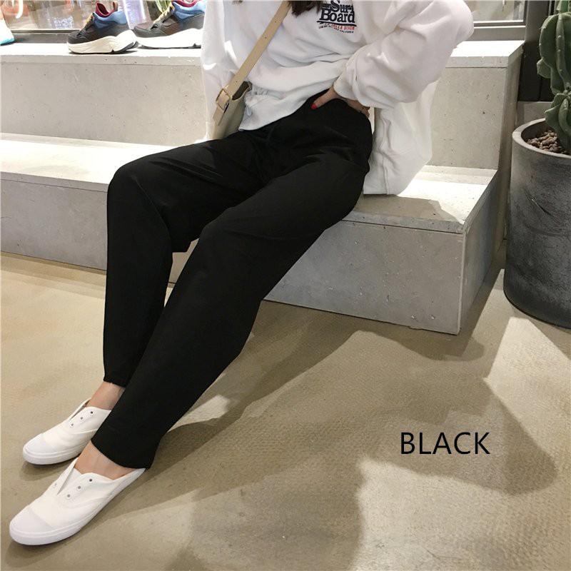 Quần Ống Suông Lưng Cao Unisex Chất Vải Thun Da Cá - Quần Ống Rộng Nỉ 2 Màu Đen Xám QD013