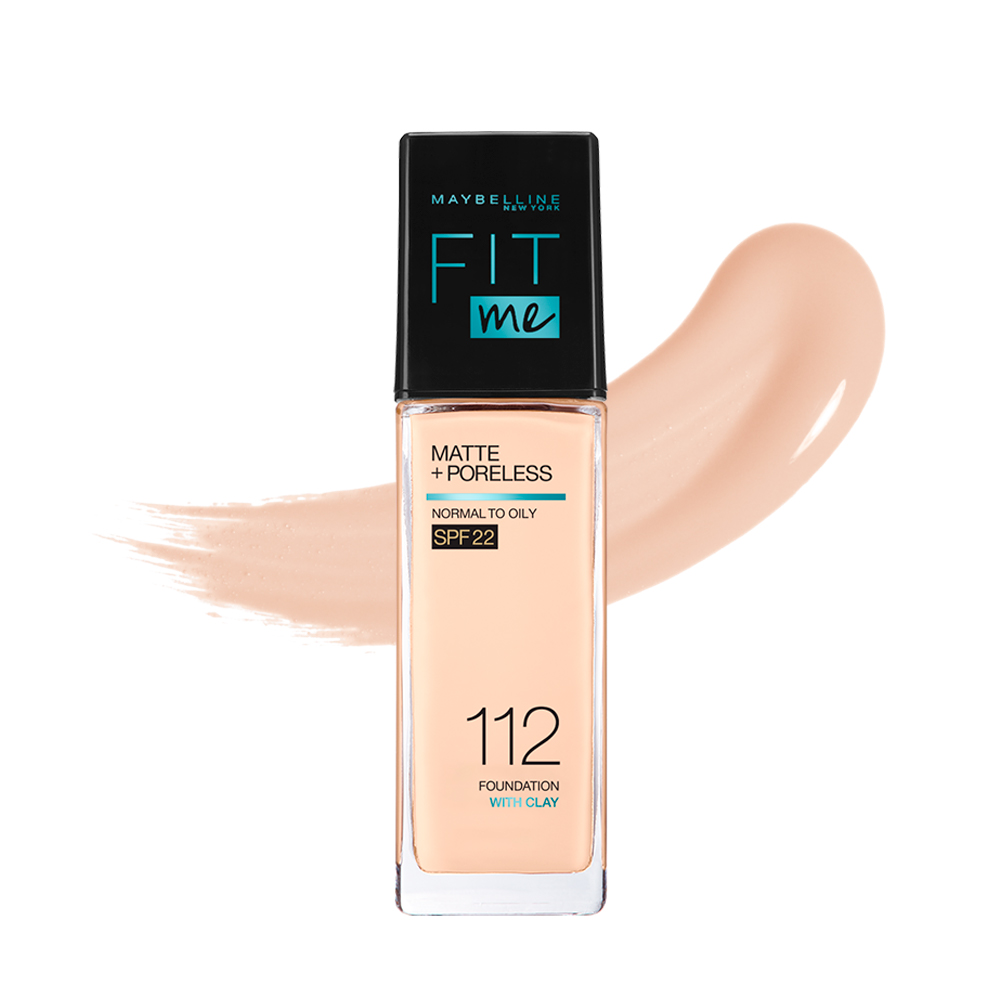 Bộ Trang Điểm Kem nền kiềm dầu chống nắng Fit Me, kem lót mịn da Baby Skin &amp; mút tán nền cao cấp Maybelline New York - 112 NATURAL IVORY