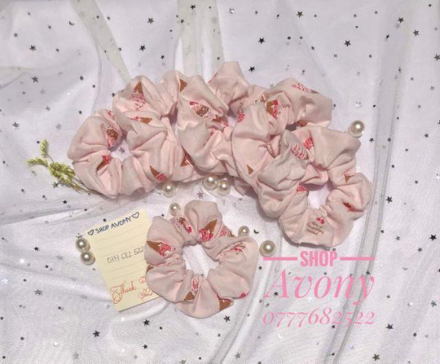 Cột tóc vải Scrunchies họa tiết đơn giản