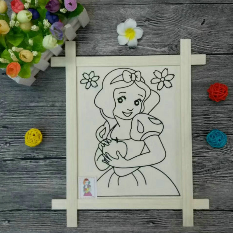 Tranh gỗ có hình kèm màu và cọ cho bé tập tô