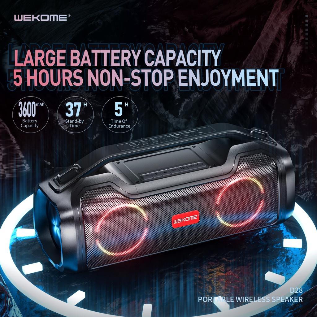 Loa Bluetooth V5.0 WEKOME D28 cao cấp, không dây cầm tay, âm thanh nghe đến 15h- Hàng nhập khẩu
