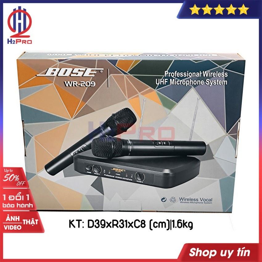 Bộ micro không dây, mic karaoke WR-209 UHF 2022, 2 mic hát karaoke không dây giá rẻ, tặng 2 đôi pin 20K-Shop H2pro