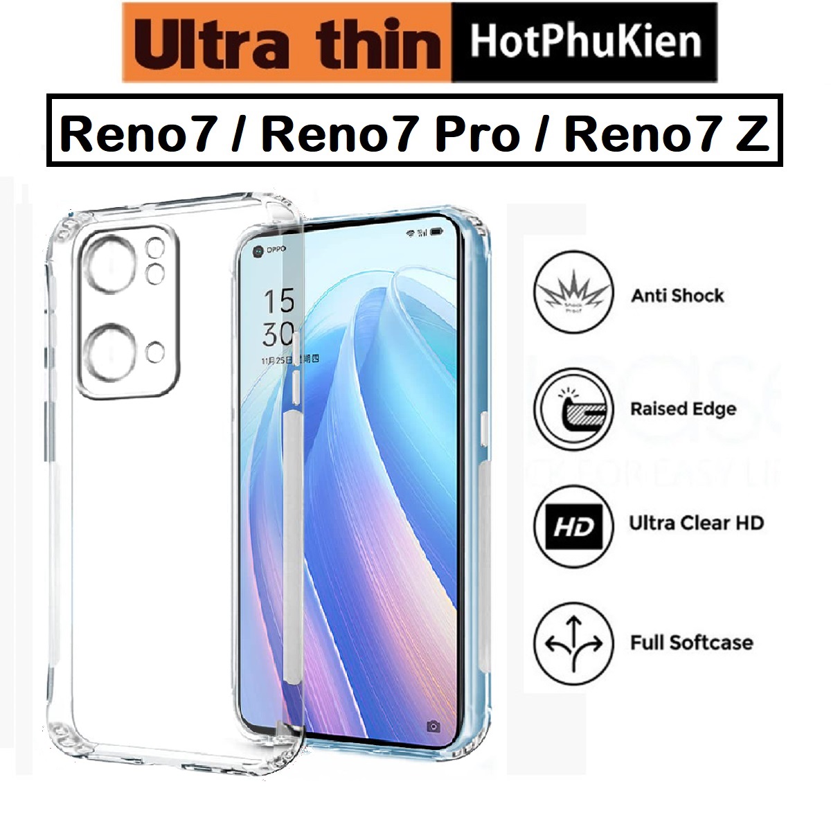 Ốp lưng silicon dẻo cho OPPO Reno7 / Reno7 Pro / Reno7 Z hiệu Ultra Thin trong suốt mỏng 0.6mm độ trong tuyệt đối chống trầy xước - Hàng nhập khẩu