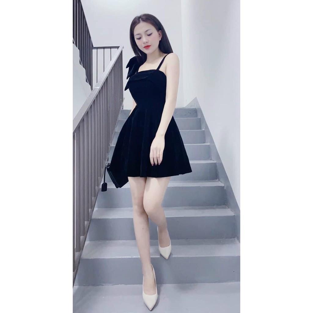 Đầm body đầm dáng xoè 2 dây vai nơ 1 bên kèm mút siêu xinh