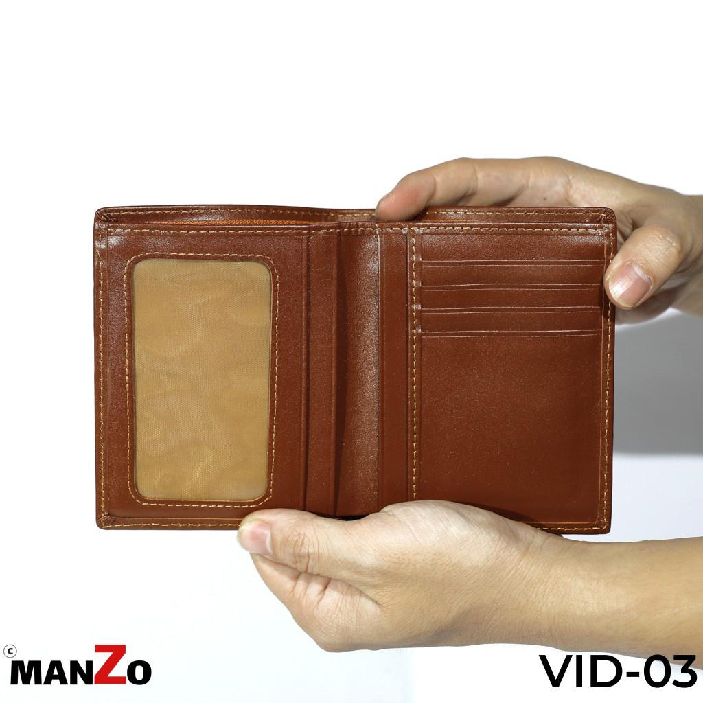 Ví da bò nam dáng đứng cao cấp MANZO VID-03 bảo hành 18 tháng