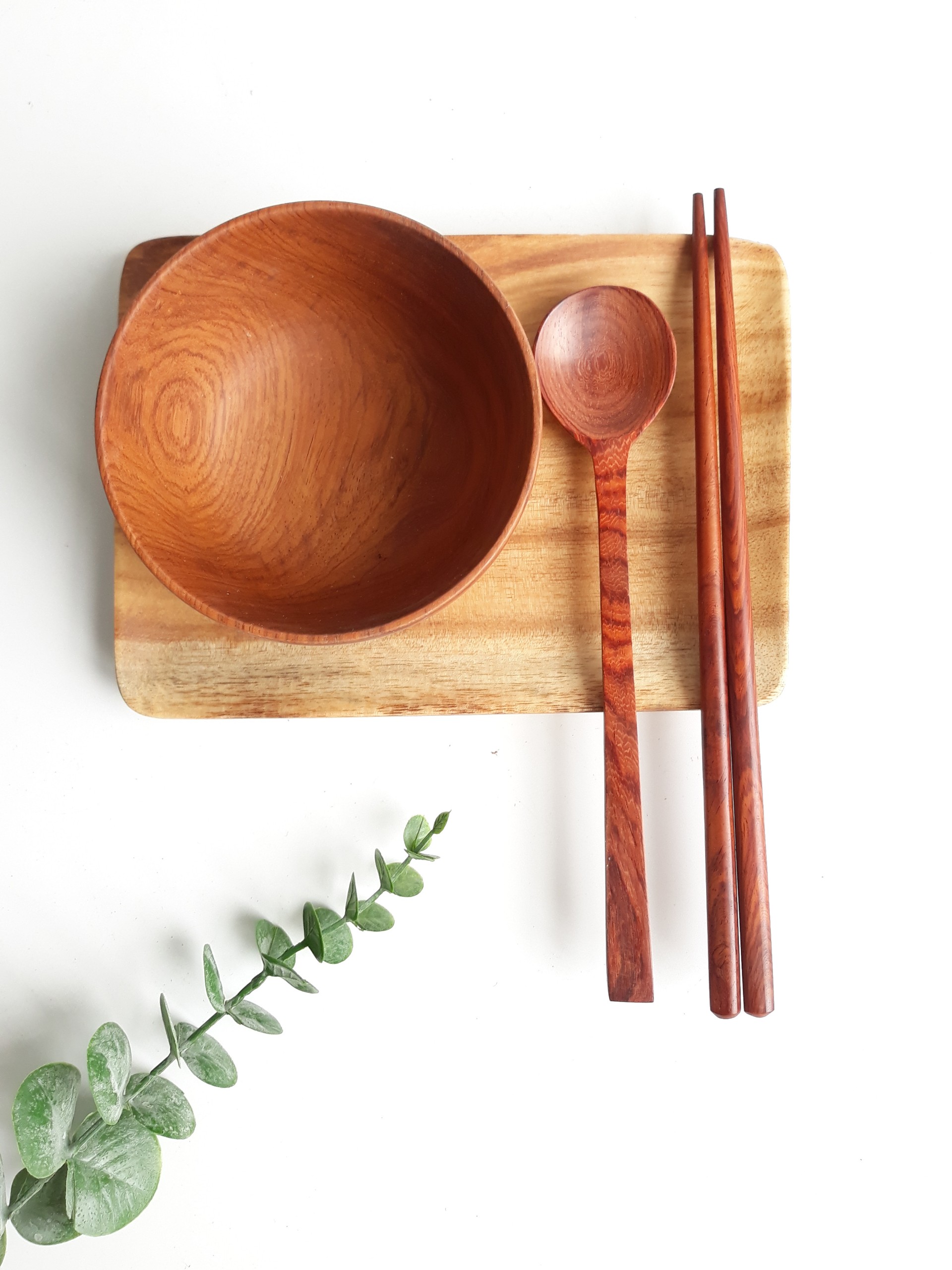Thìa, muỗng gỗ cán dài miệng tròn 19.5 x 4 cm