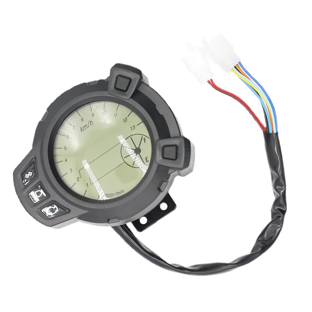 7 Color 12V Motorcycle LCD Digital Speedometer Odometer Tachometer Gauge