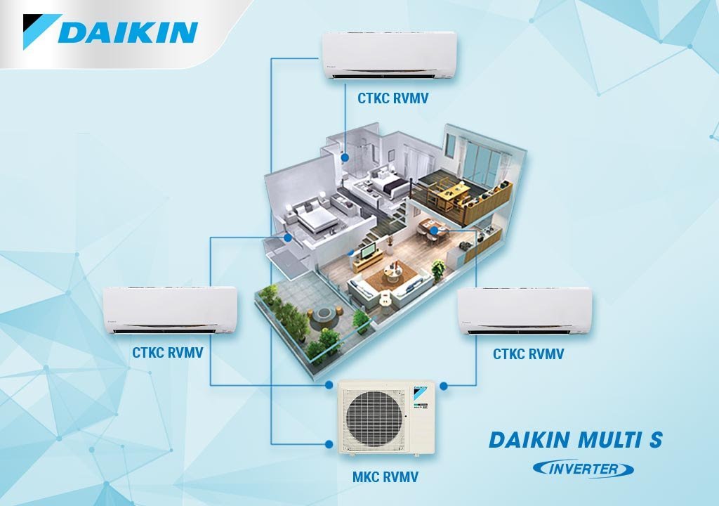 Hệ Thống Máy Lạnh Multi S Daikin Inverter Combo MKC70SVMV/CTKC25RVMV+CTKC35RVMV+CTKC50RVMV Gas R32 Treo Tường 1 Chiều Lạnh Hàng Chính Hãng - Chỉ giao tại HCM