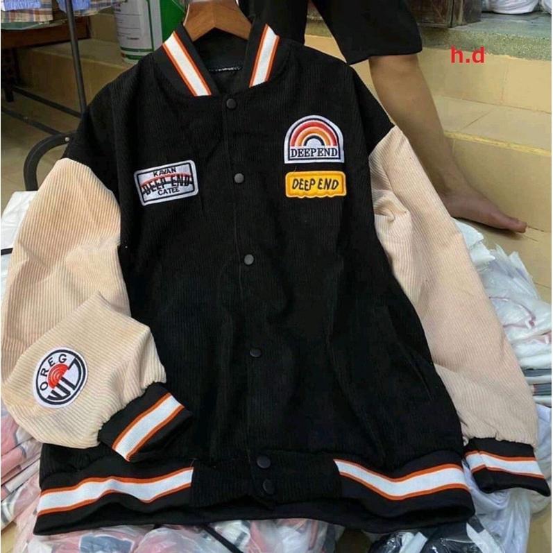 Áo khoác Bomber Cầu vồng Deep cúc bấm nam nữTHU ĐÔNG Jacket Unisex ,Chất nhung tăm,MỀM Form &lt;55