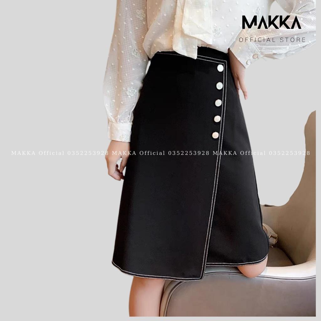 Chân váy nữ chỉ nổi 5 khuy midi váy nữ công sở thiết kế dáng xòe thời trang 539