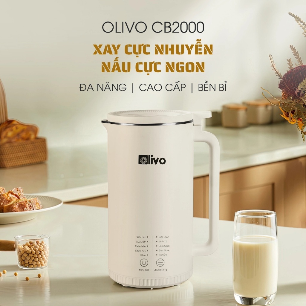 Máy Làm Sữa Hạt Đa Năng Olivo CB2000, 980w - 1.0Lit, 10 Chức Năng Xay Nấu, Hàng Chính Hãng