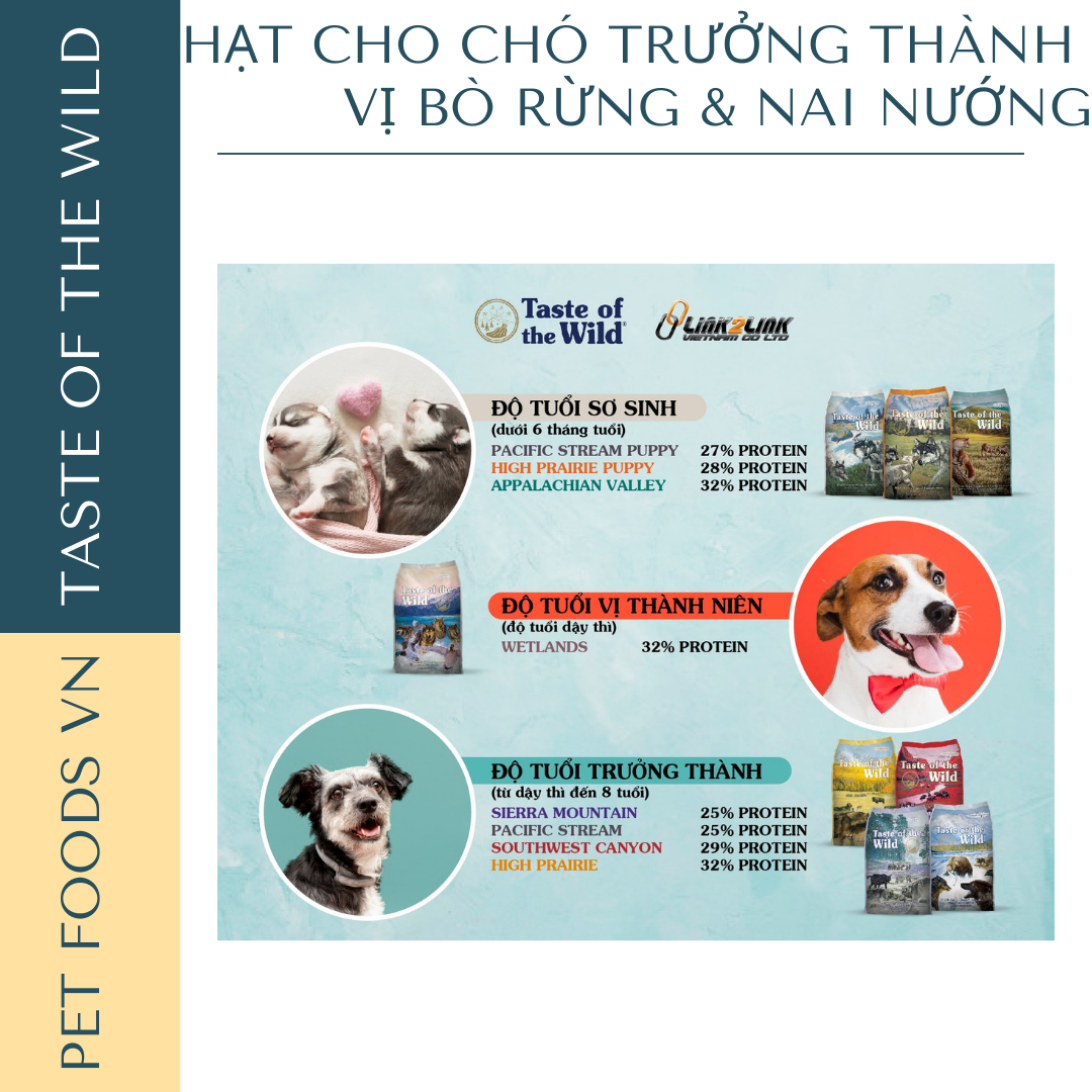 Hạt cho chó trưởng thành TASTE OF THE WILD High Prairie vị Bò Rừng và Nai Nướng