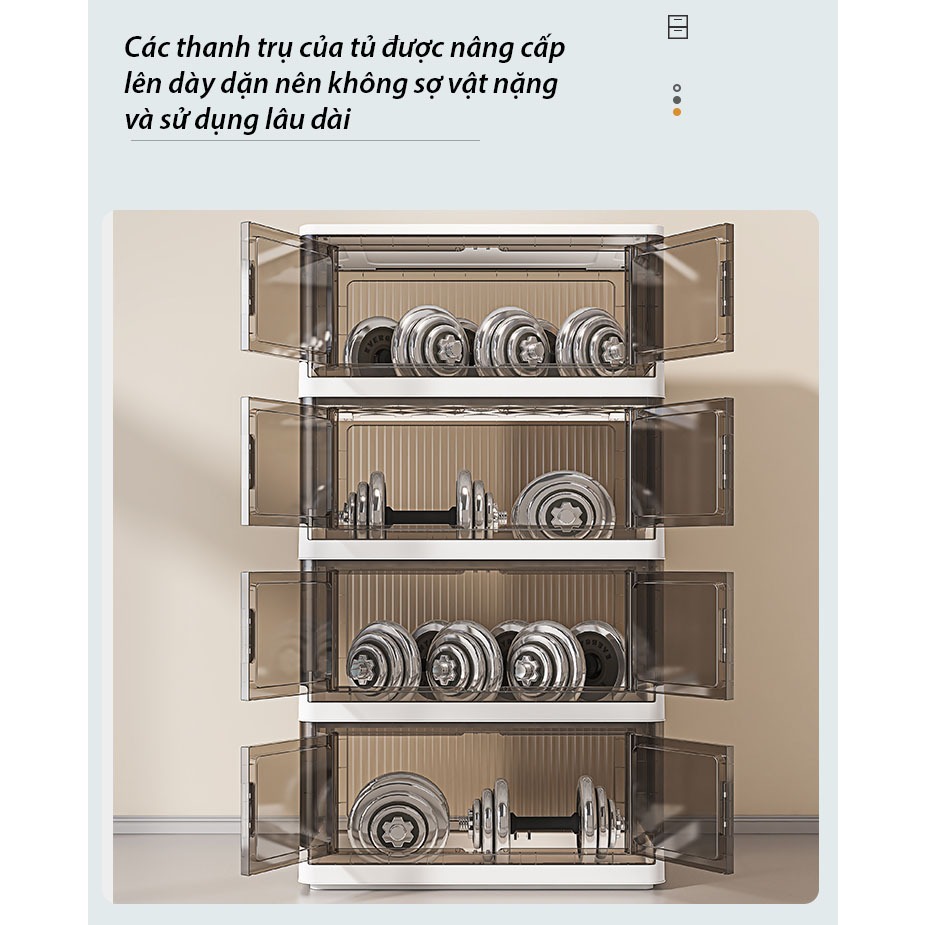 Tủ Đựng Đồ Gấp Gọn  Đa Năng Nubie Ngang 48cm, Tủ Nhựa Lắp Ghép, Kèm Bánh Xe, Dễ Tháo Lắp, Nhựa PP
