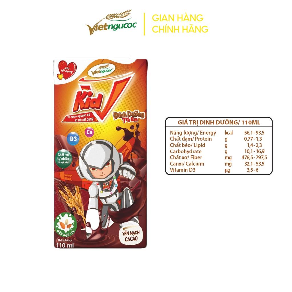 Thùng 48 Hộp Sữa Yến Mạch Vkid VIỆT NGŨ CỐC Cho Bé Thơm Ngon Hương Vị Cacao 110ml/Hộp