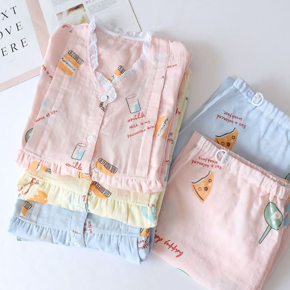 Đồ Bộ Pyjama Bầu Và Sau Sinh Dài Tay AZ2210  Chất Liệu Xô Nhật Mặc Mùa Hè Thu Có Thiết Kế Cho Con Bú Tiện Lợi