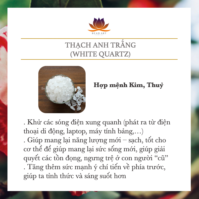 [3-5-10 Hạt] 6MM Đá Thạch Anh Trắng Vân Rạn Tự Nhiên, White Quartz, Đá Phối Vòng Tay Phong Thuỷ, Chuỗi Hạt, Trang Sức, Mệnh Kim, Thuỷ - Bead Art