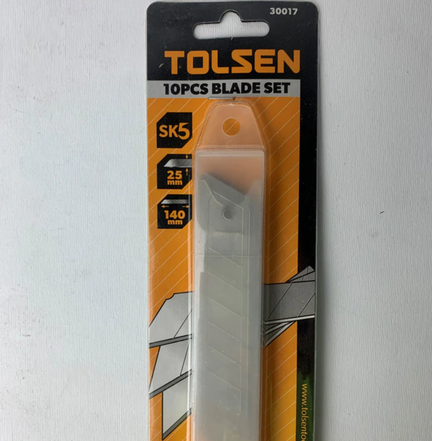 LƯỠI DAO THÉP SK5  ĐƠN VỊ 10 LƯỠI TOLSEN 30017 - HÀNG CHÍNH HÃNG
