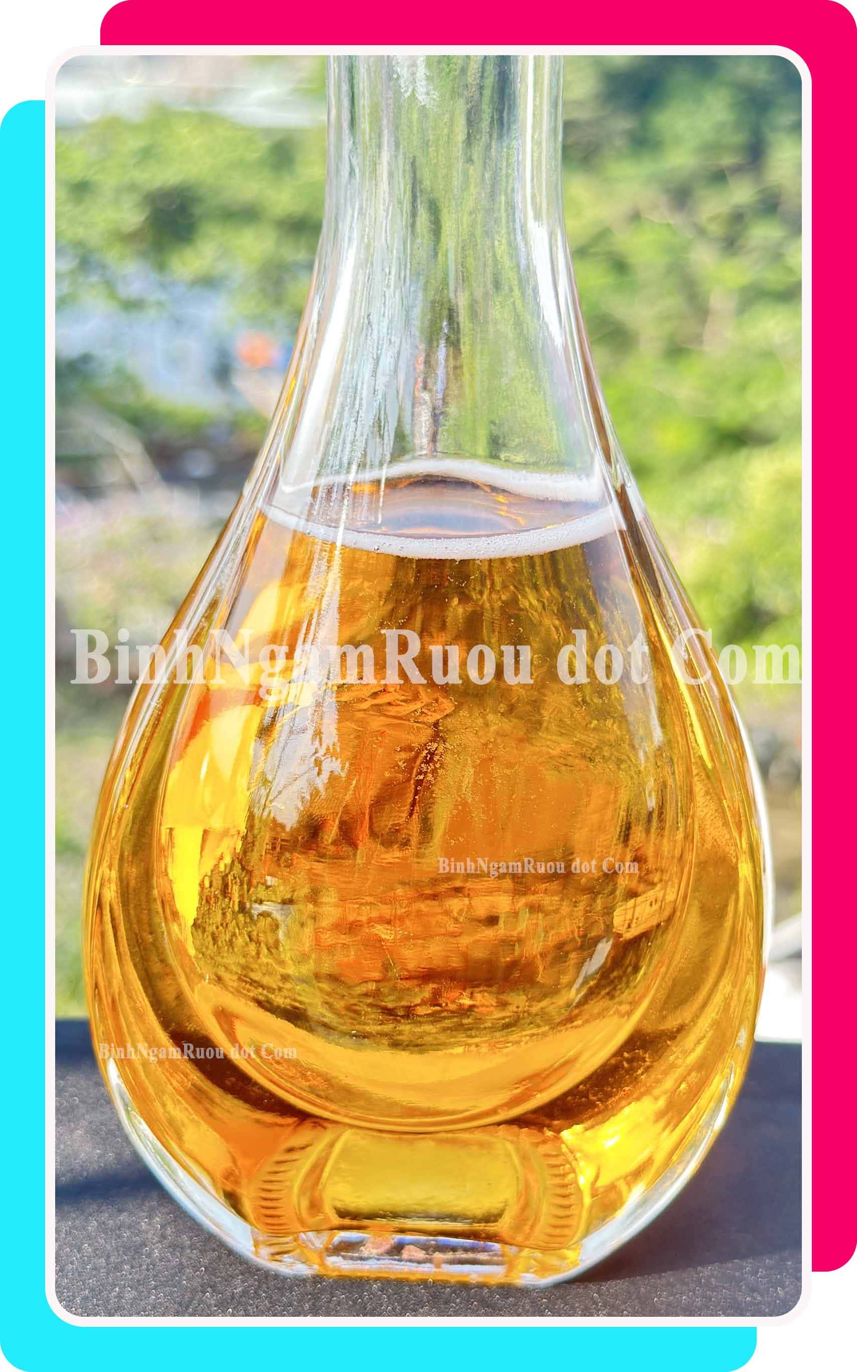 C33 Chai Đựng Rượu Thủy Tinh Dáng Giọt Nước 500ml - Đẹp Cao Cấp - Nắp Kín Thủy Tinh Trong - Tặng Biếu Sang Trọng