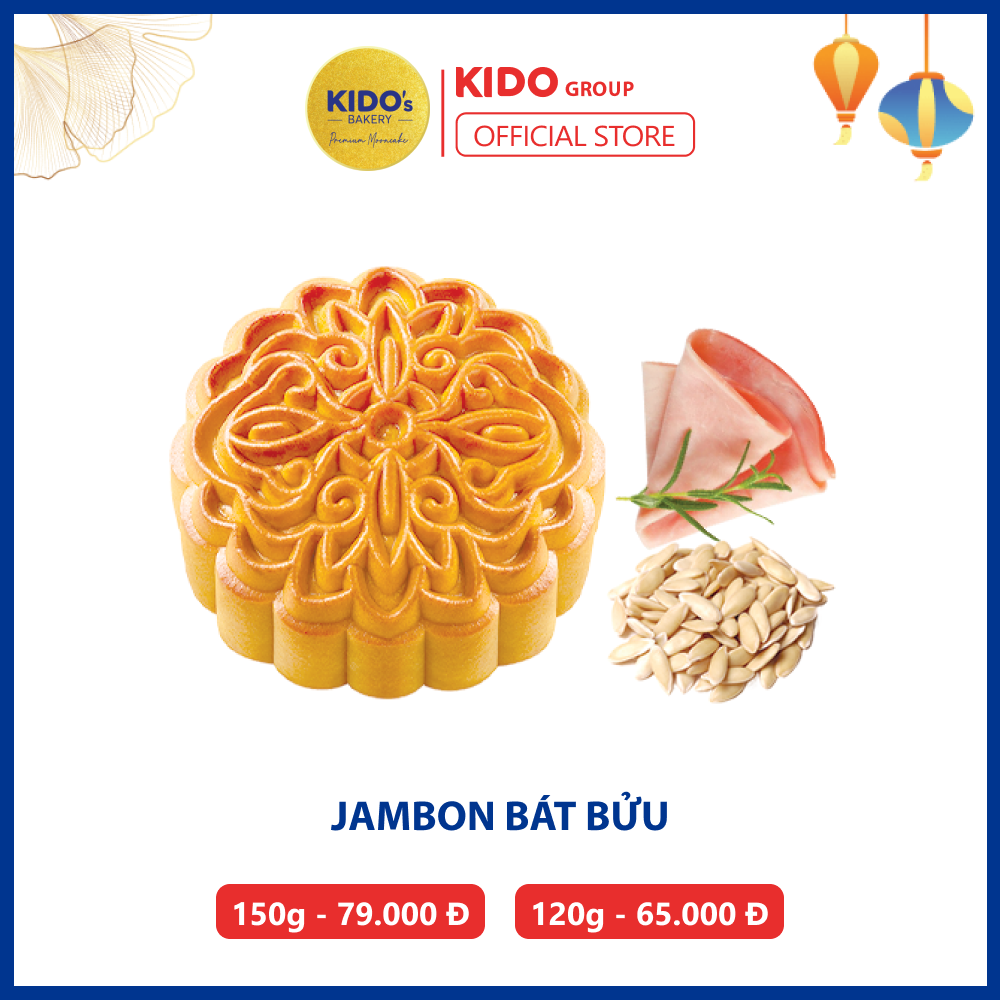 Bánh trung thu KIDO vị Jambon Băt Bửu 1 trứng-0 trứng ( Tặng kèm hộp cao cấp đơn 2 bánh , 4 bánh)