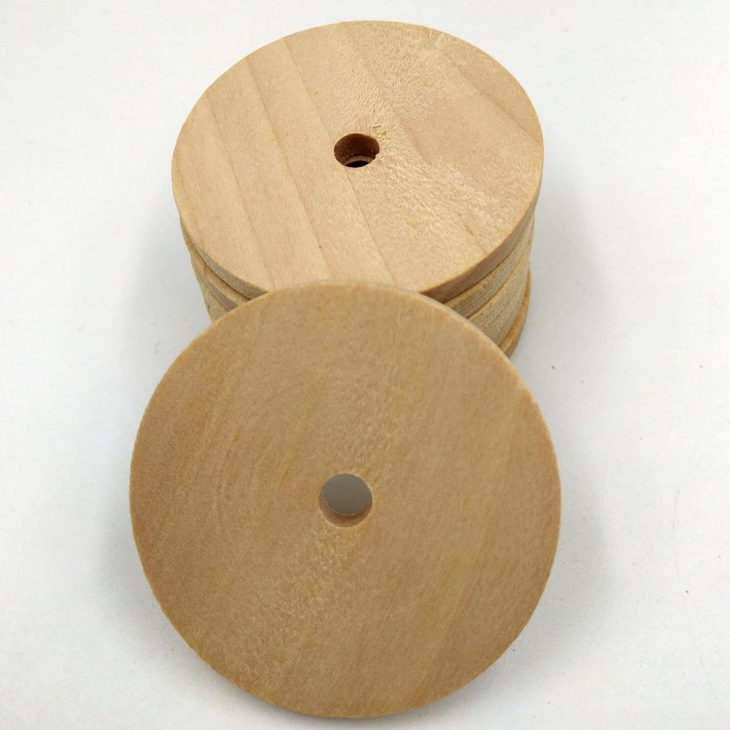 50 Piece 40mm Unfinished Blank Wood Pieces Round Hanging Gift Tag for DIY Painting Craft with Hole